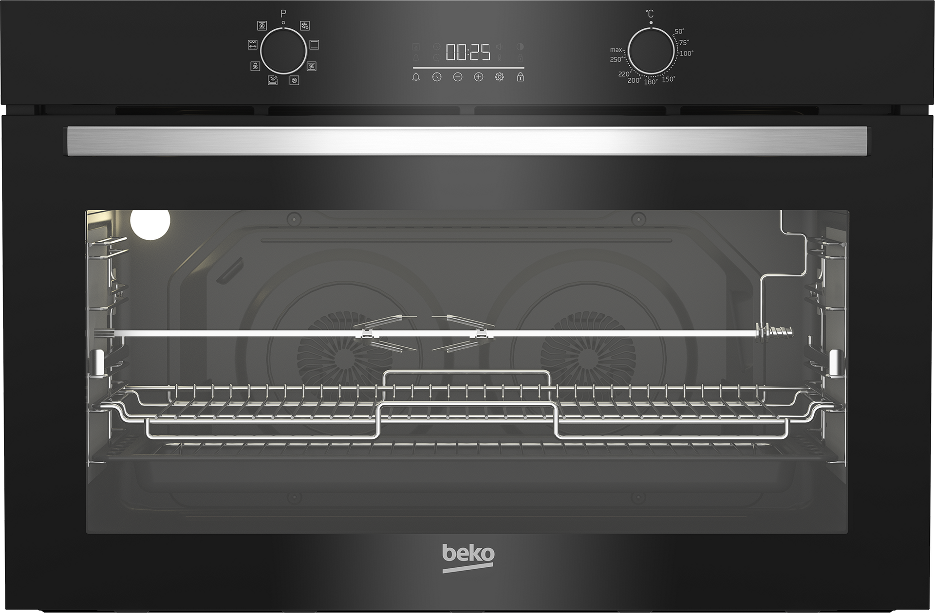 Beko 90CM Twin Fan Oven Black With Touch Control BBWMT12300XS