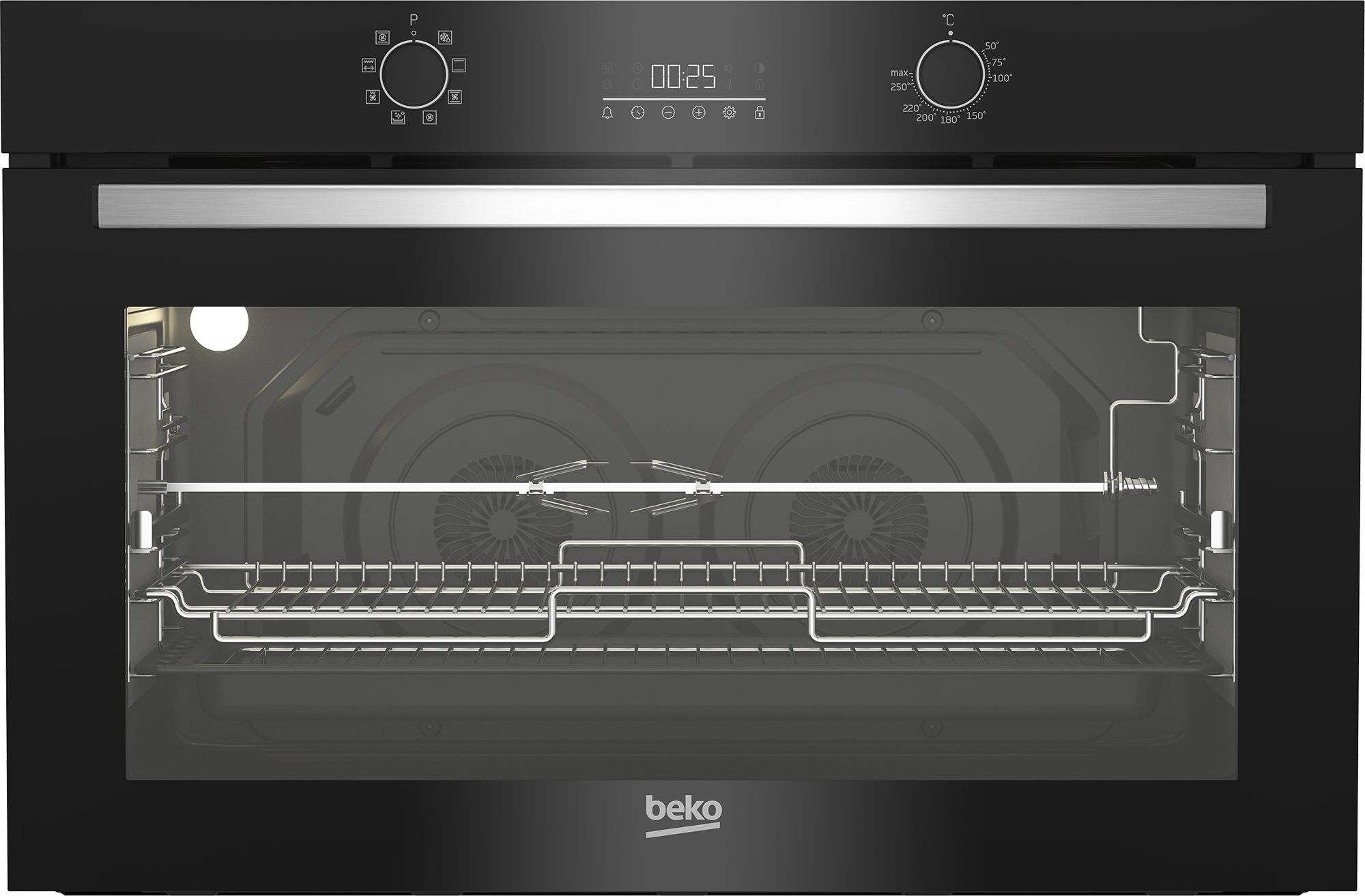 Beko 90CM Twin Fan Oven Black With Touch Control BBWMT12300XS