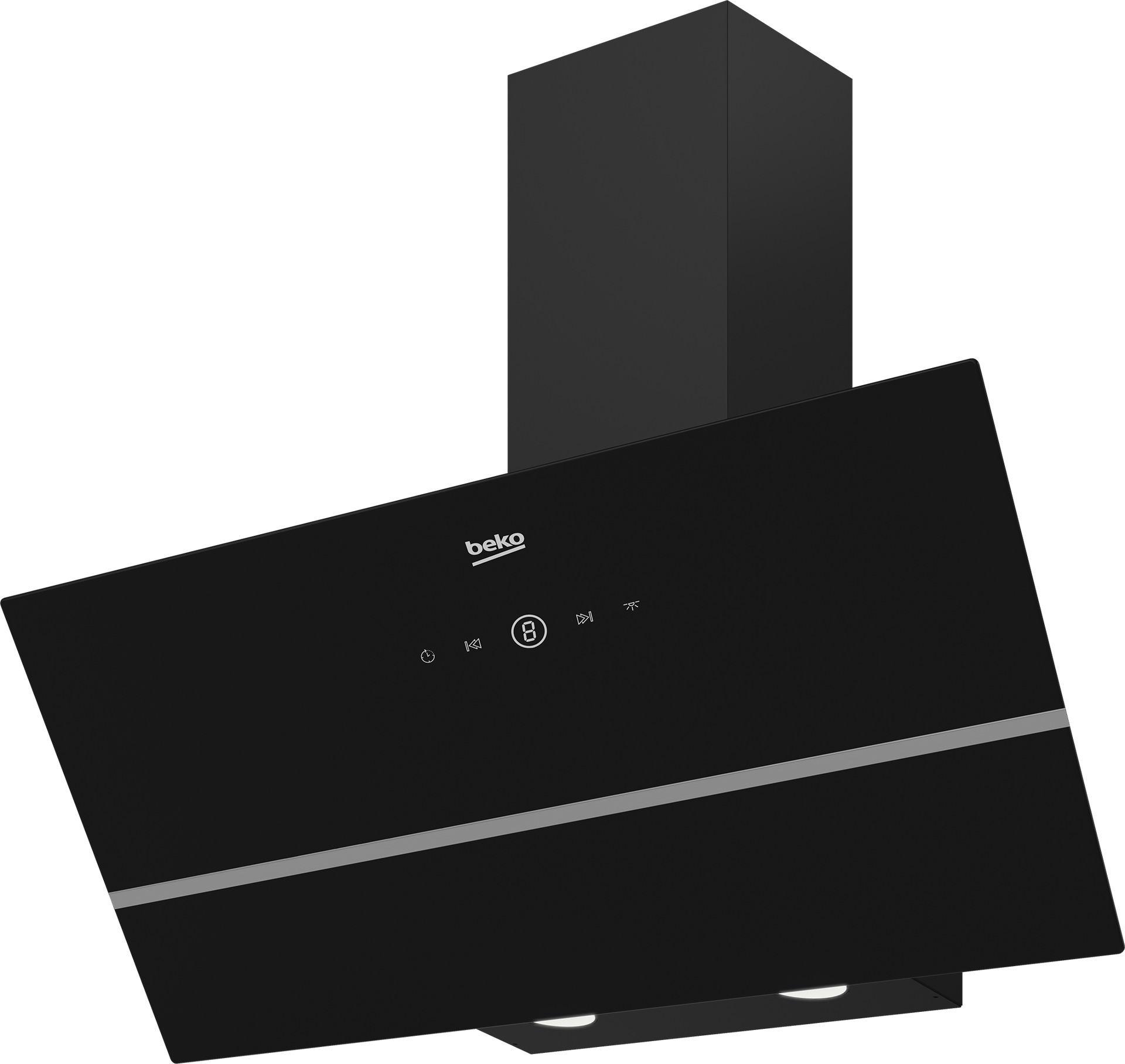 Beko 90CM Inclined Cookerhood Black Glass BCH900B