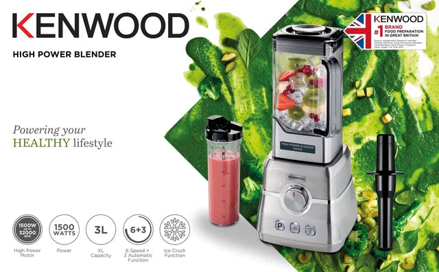 Kenwood High Power Blender with Smoothie Bottle S/Steel 1500W BLM91.640SS-10