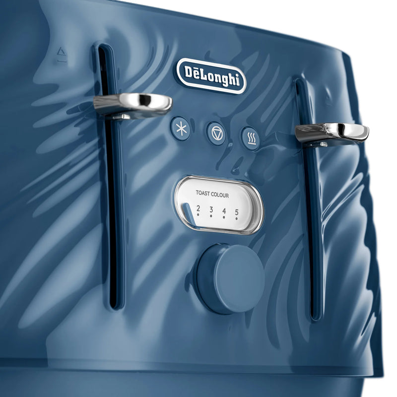 DeLonghi 4 Slice Ballerina Seta Toaster Silke Blue CTDS4003.BL-3