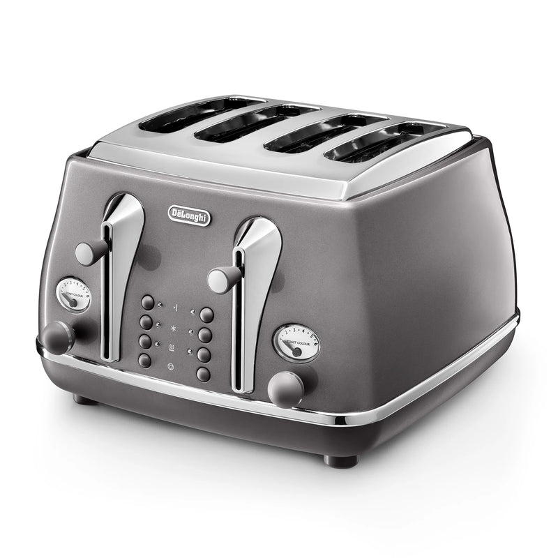DeLonghi 4 Slice Icona Metallics Toaster Grey CTOT4003.GY-1