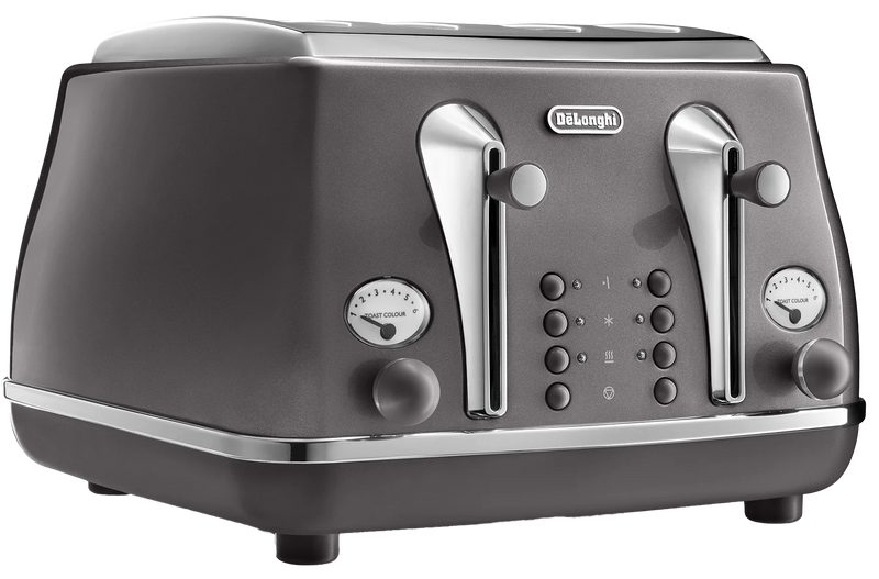 DeLonghi 4 Slice Icona Metallics Toaster Grey CTOT4003.GY-3