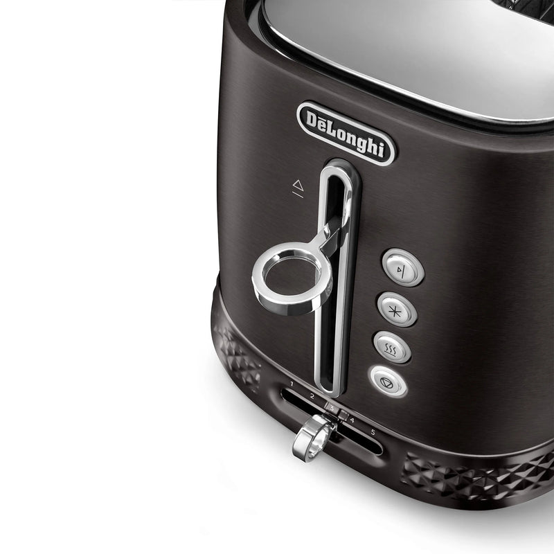 Delonghi Diadema Long Slot 2 Slice Toaster Black Metal CTV3003.BK-3
