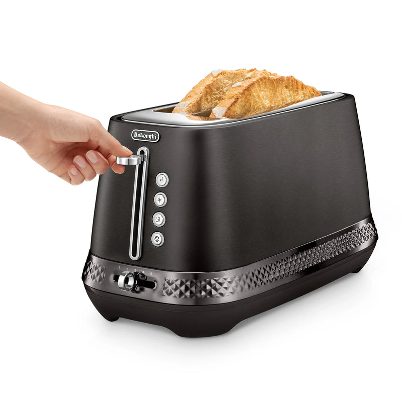 Delonghi Diadema Long Slot 2 Slice Toaster Black Metal CTV3003.BK-5