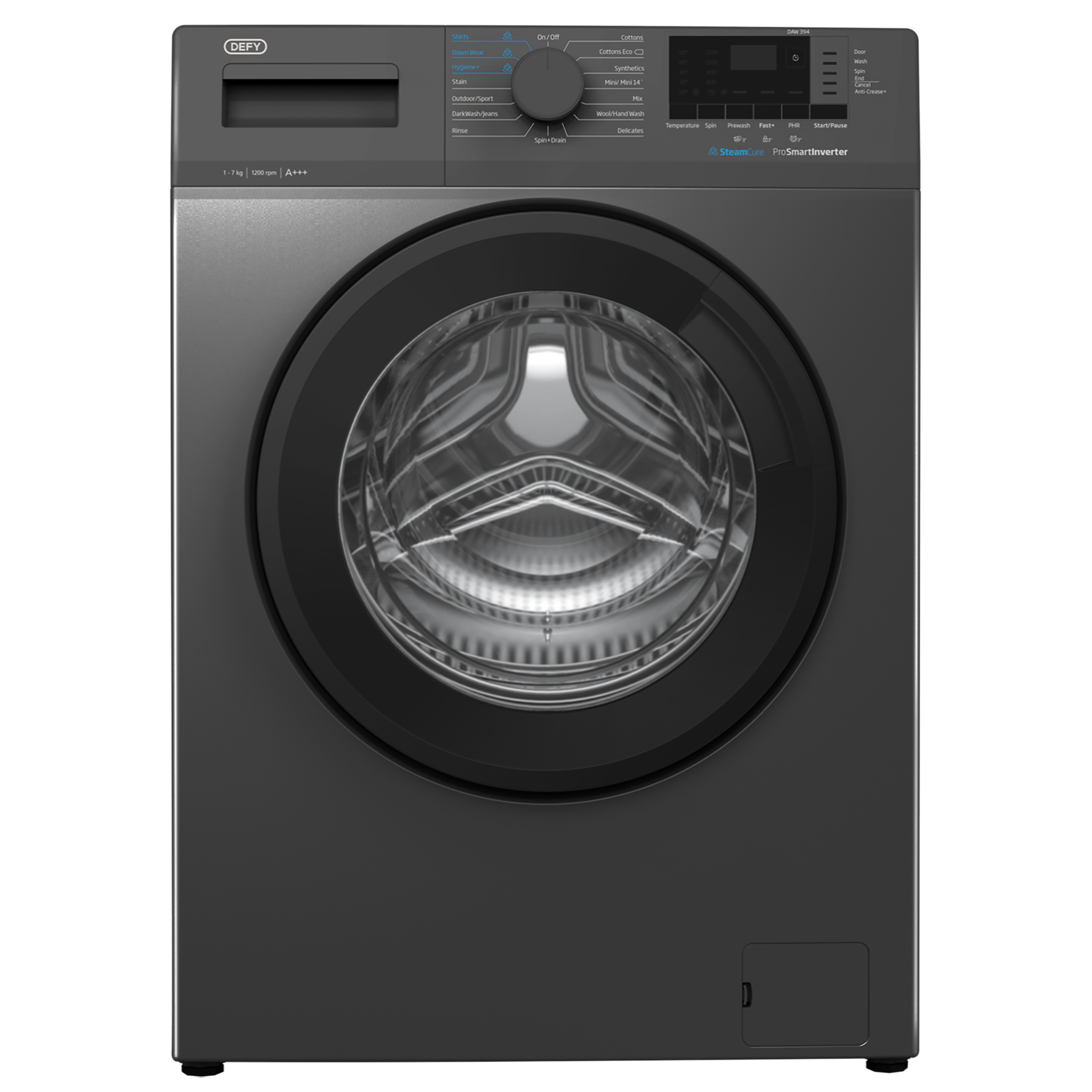 Defy 7kg Front Loader SteamCure Technology Manhattan Grey DAW394