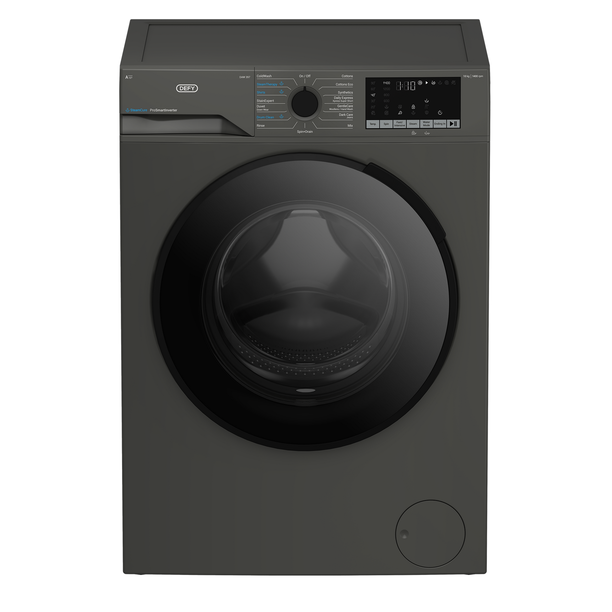 Defy 10kg SteamCure Front Loader Washing Machine Manhattan Grey DAW397-3