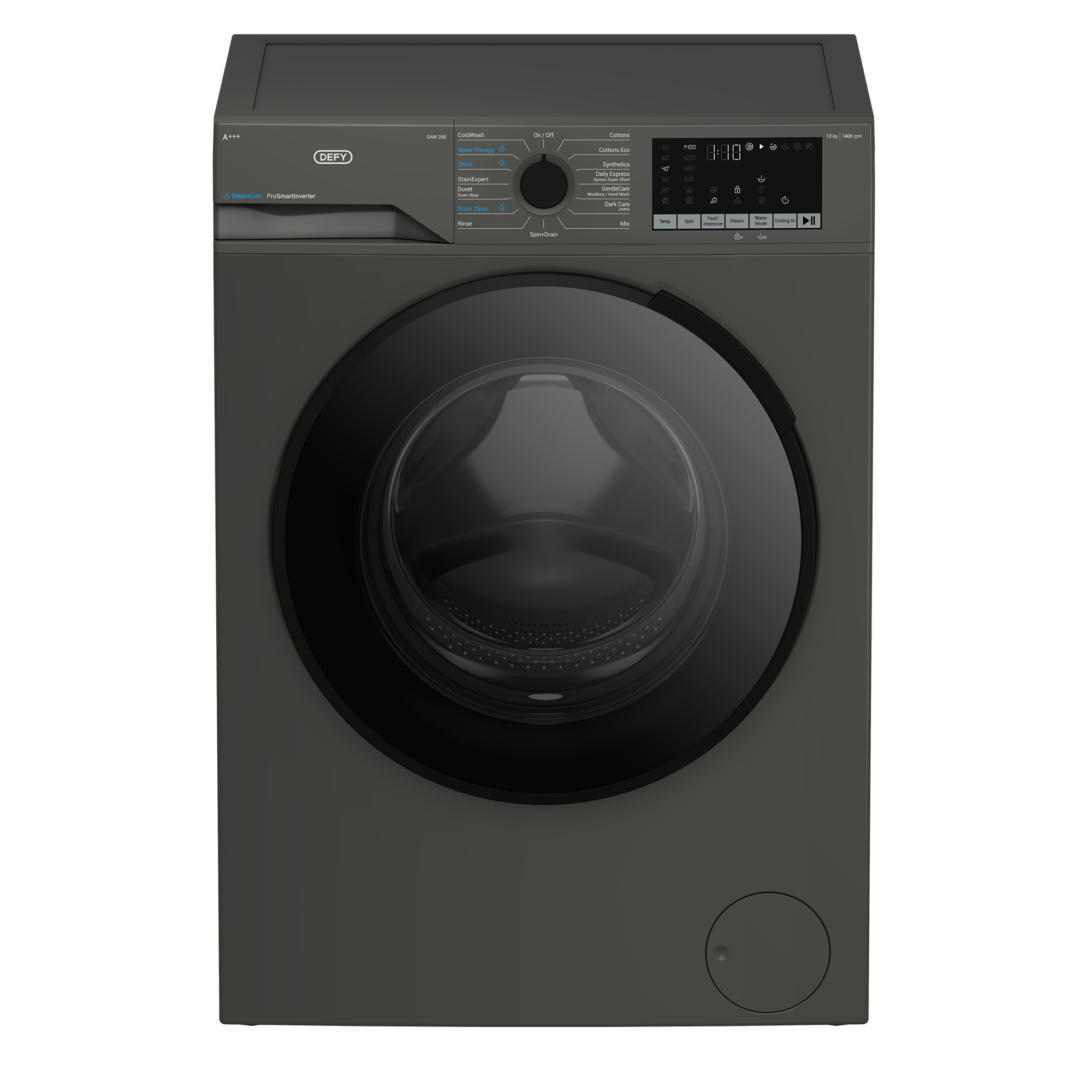 Defy 12kg SteamCure Front Loader Washing Machine Manhattan Grey DAW398