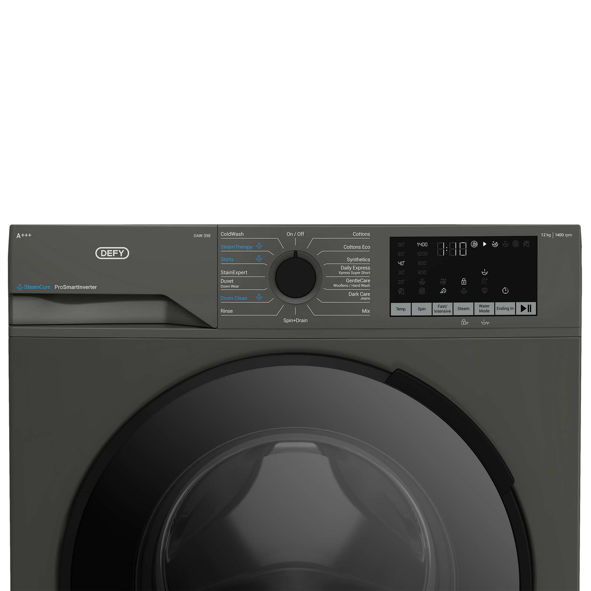 Defy 12kg SteamCure Front Loader Washing Machine Manhattan Grey DAW398-6