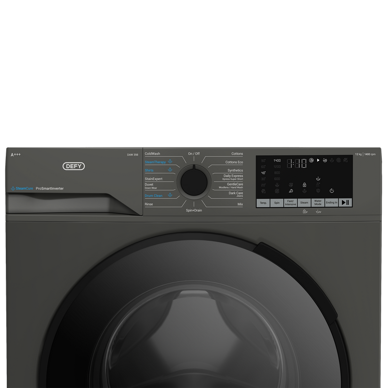 Defy 12kg SteamCure Front Loader Washing Machine Manhattan Grey DAW398-6
