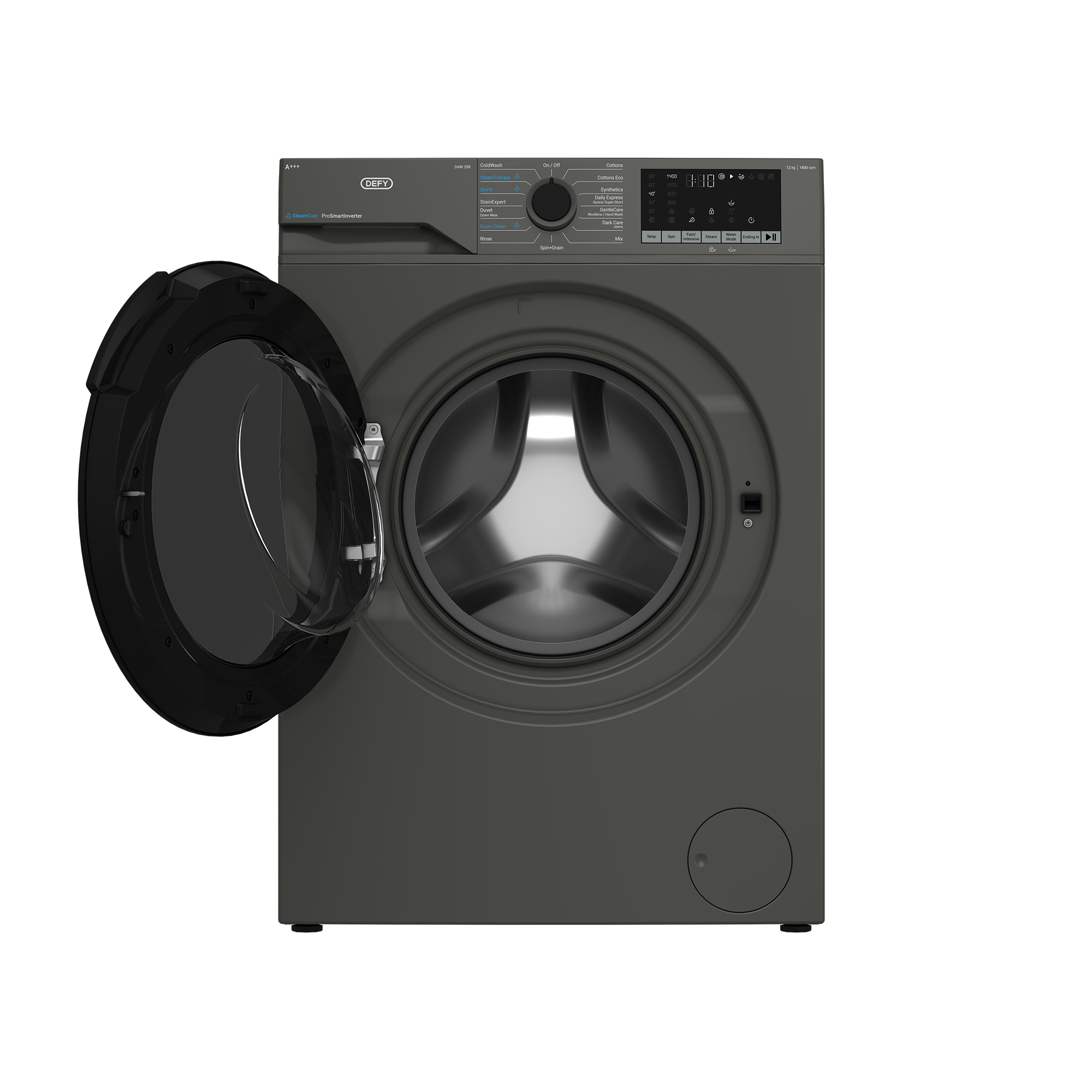 Defy 12kg SteamCure Front Loader Washing Machine Manhattan Grey DAW398
