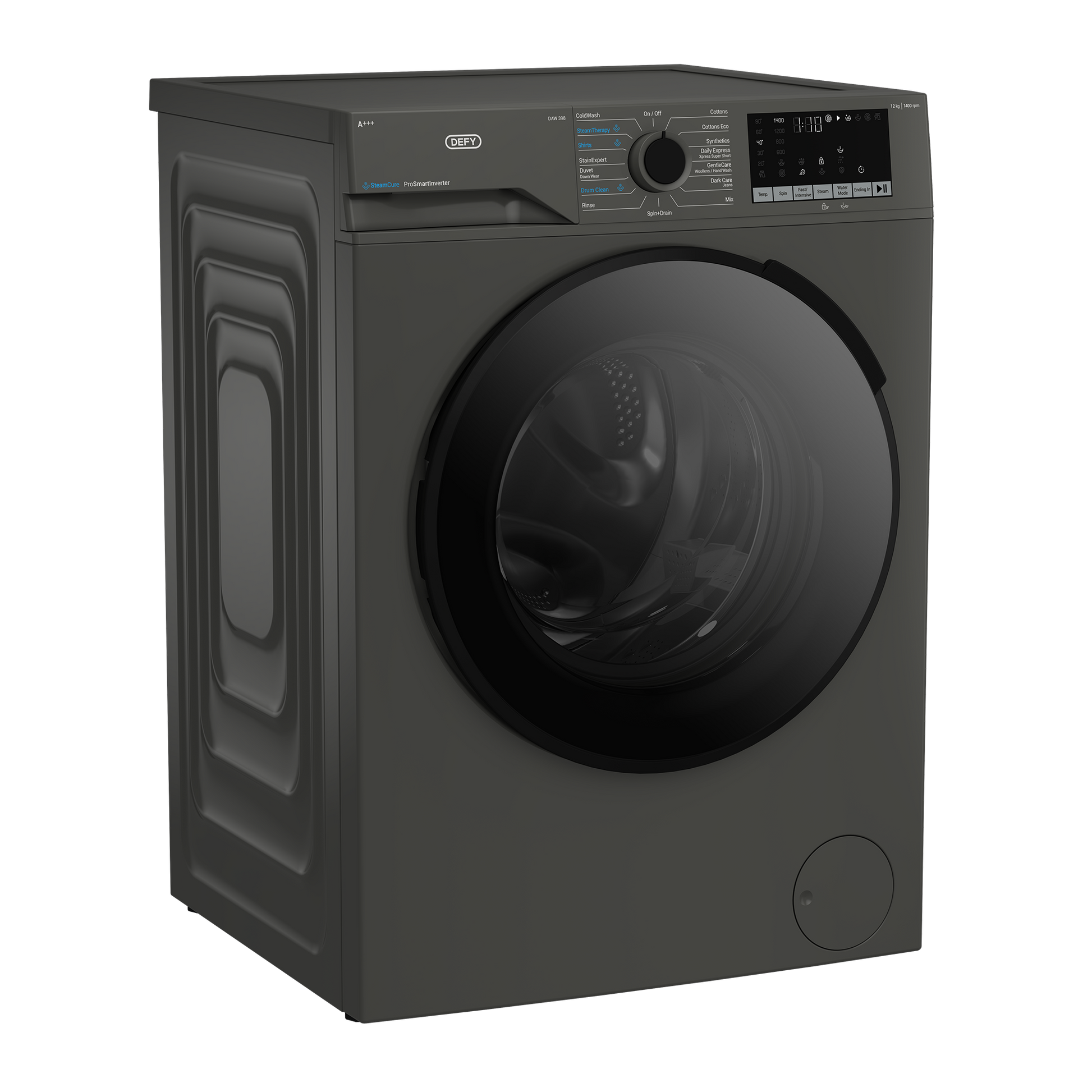 Defy 12kg SteamCure Front Loader Washing Machine Manhattan Grey DAW398-1