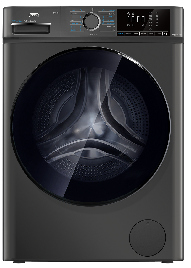Defy 9kg SteamCure Front Loader Washing Machine Manhattan Grey DAW409-1