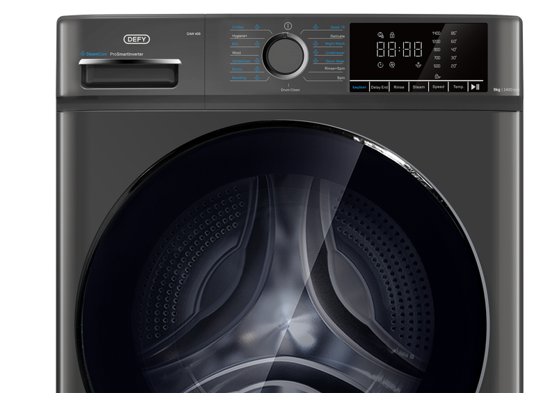 Defy 9kg SteamCure Front Loader Washing Machine Manhattan Grey DAW409-6