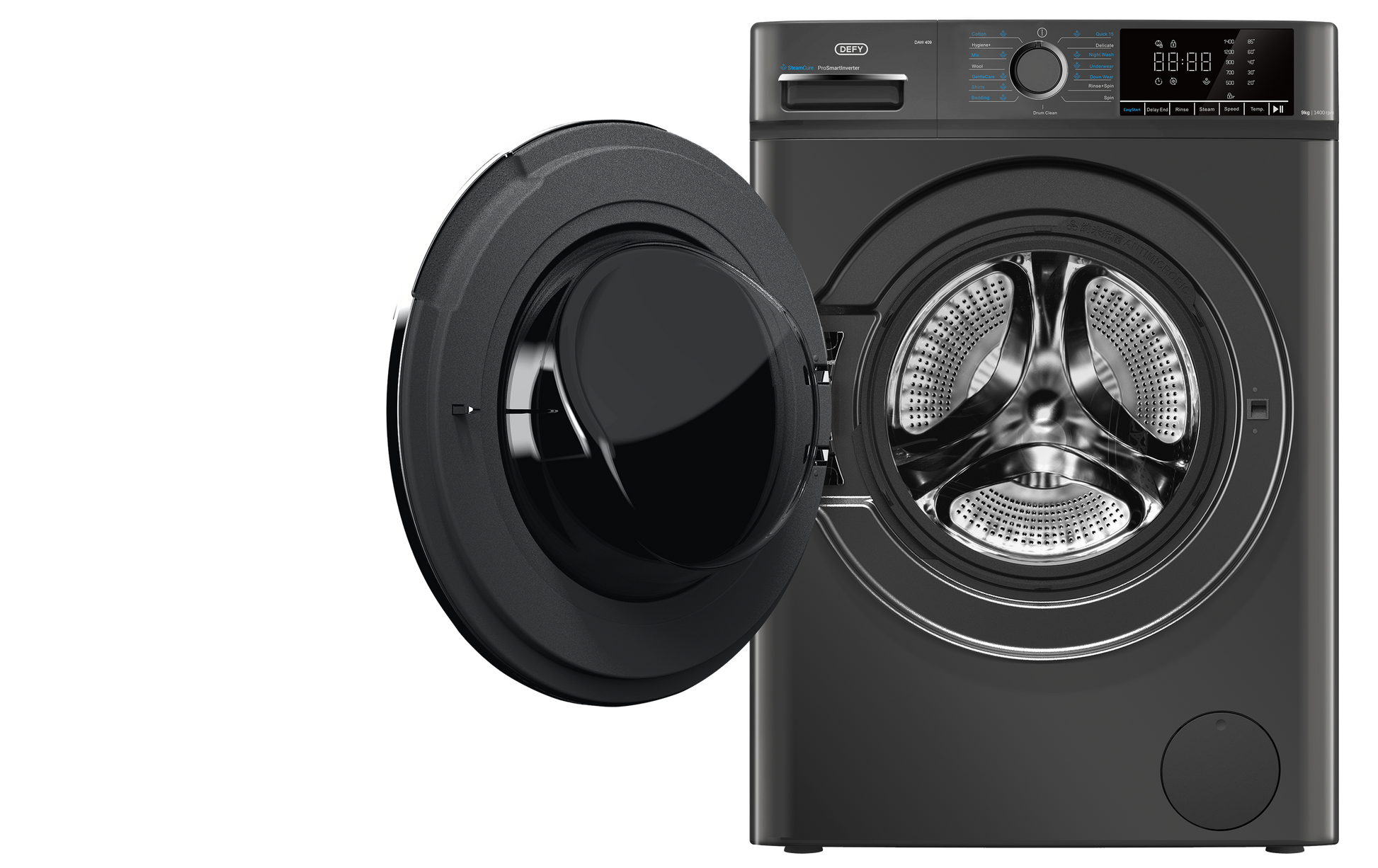 Defy 9kg SteamCure Front Loader Washing Machine Manhattan Grey DAW409-4