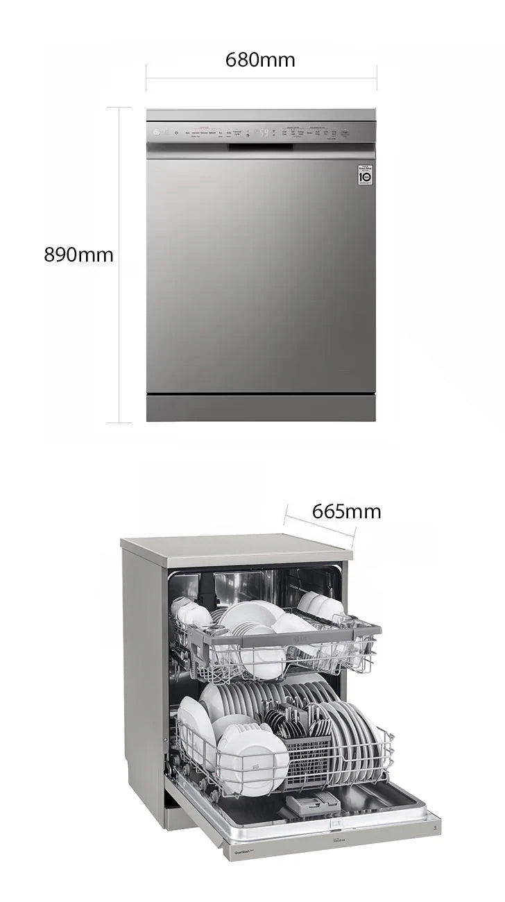 LG 14 Place Setting QuadWash Dishwasher Platinum Silver DFC532FP