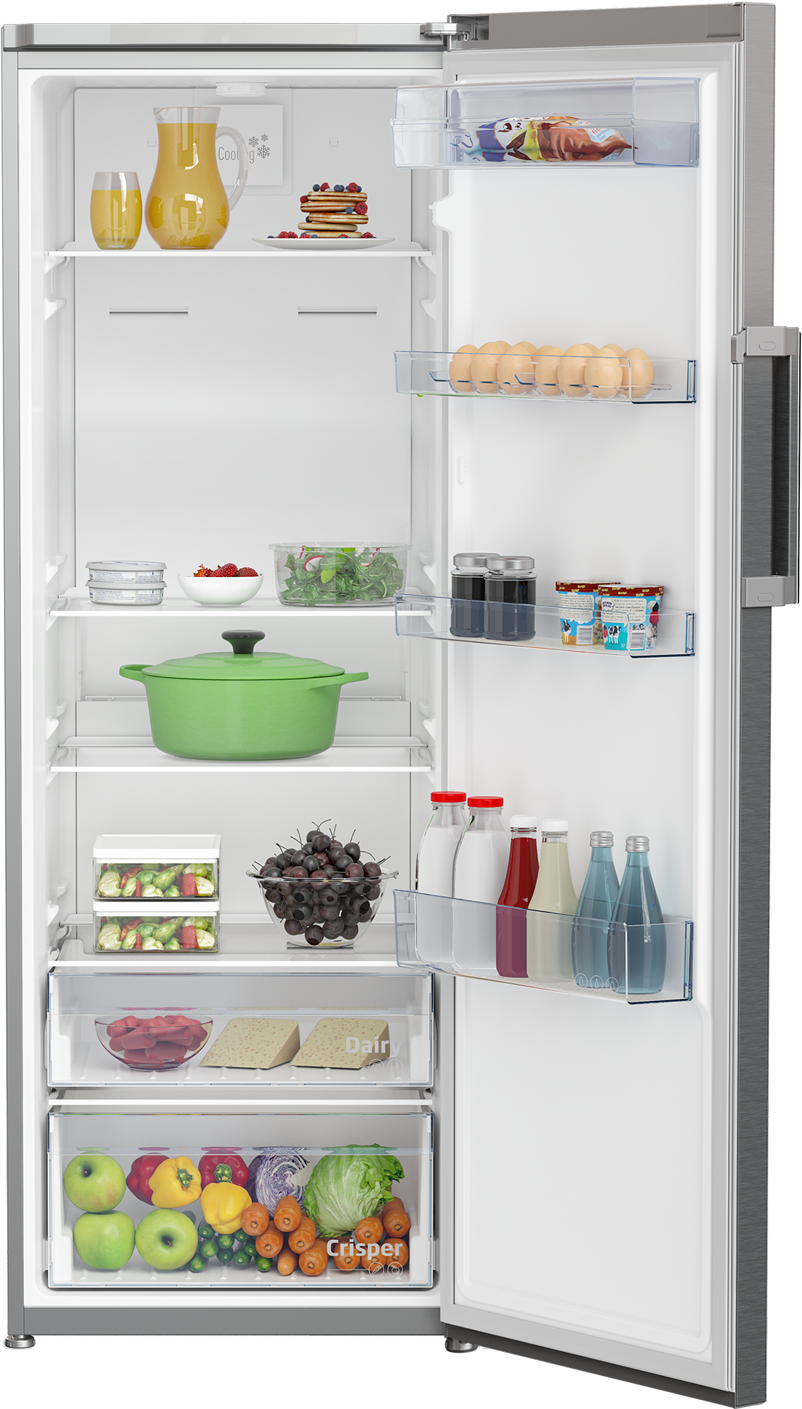DEFY Upright Fridge 343L Inox DFD458-4