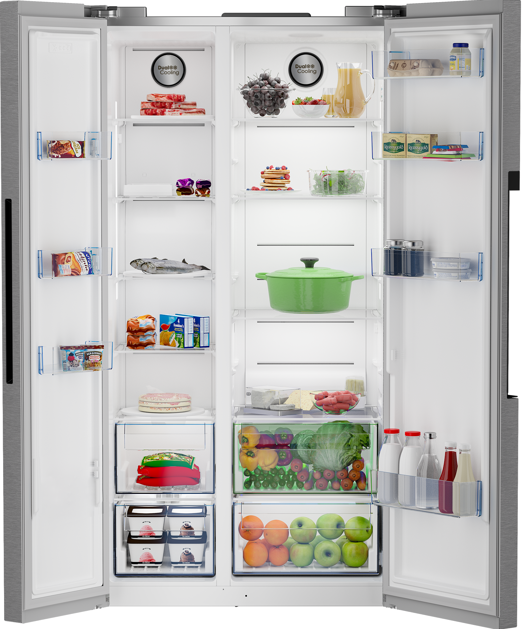 Defy 559L Side By Side Naturelight Fridge Metallic DFF536