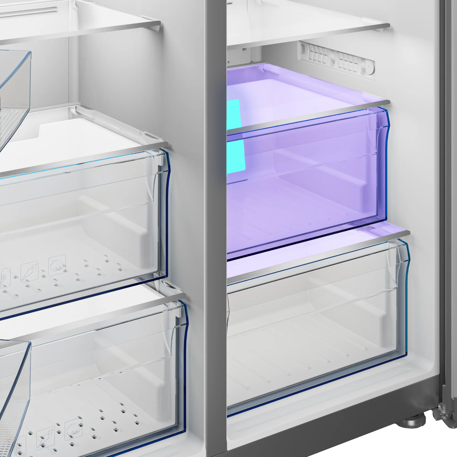 Defy 618L Side By Side Naturelight Fridge Metallic DFF538-5