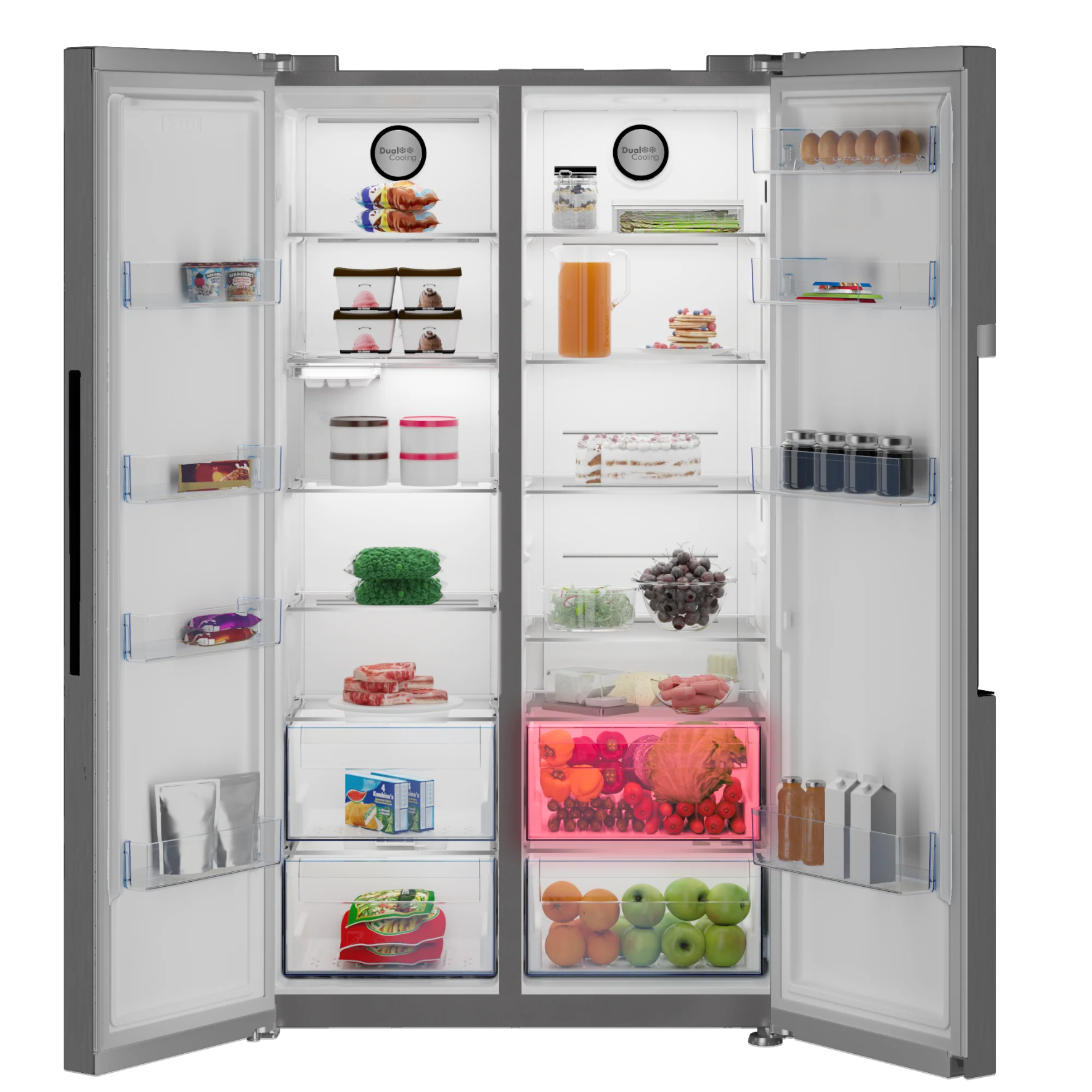 Defy 618L Side By Side Naturelight Fridge Metallic DFF538