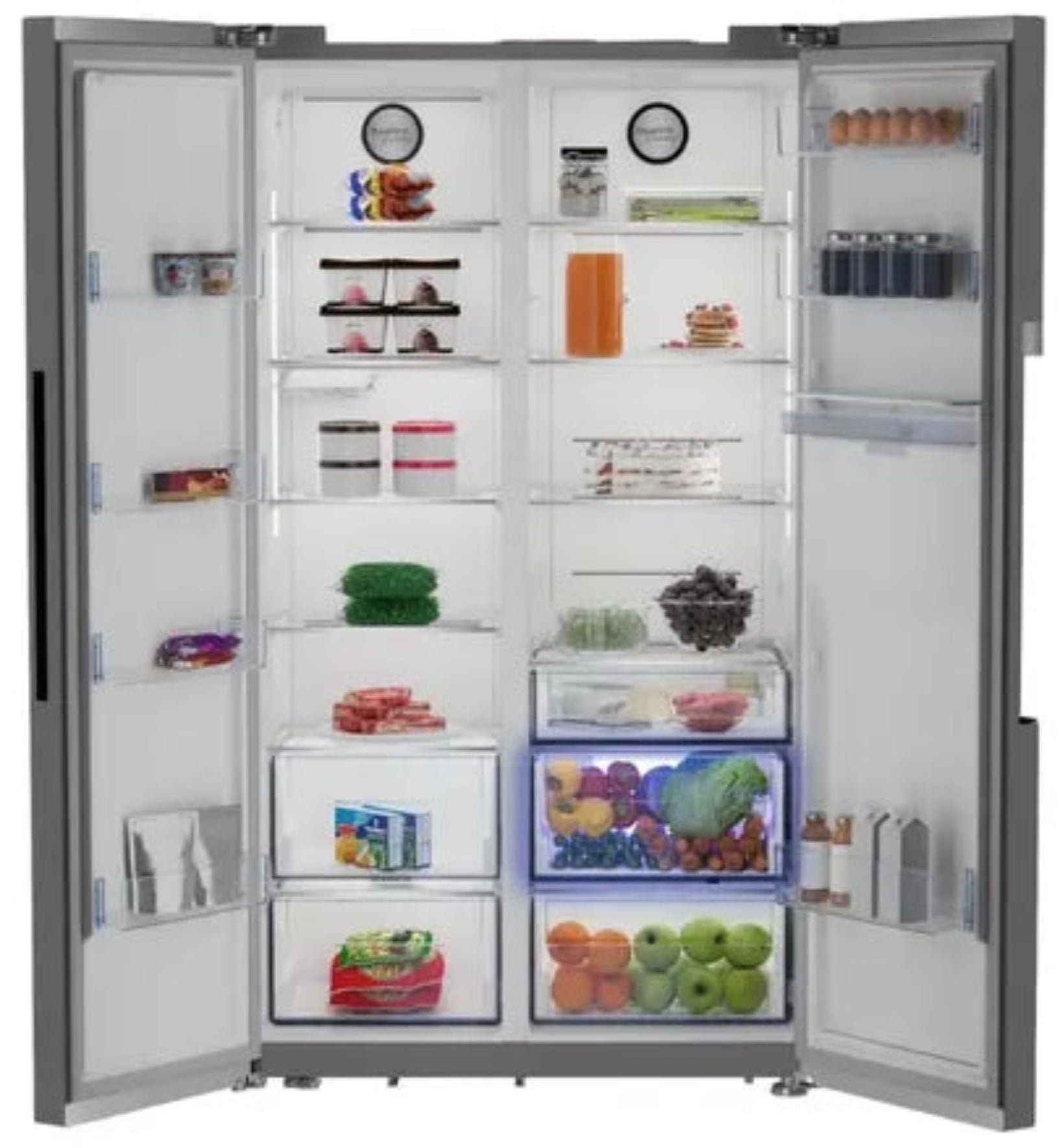 Defy 614L Side By Side Naturelight Fridge Metallic DFF563