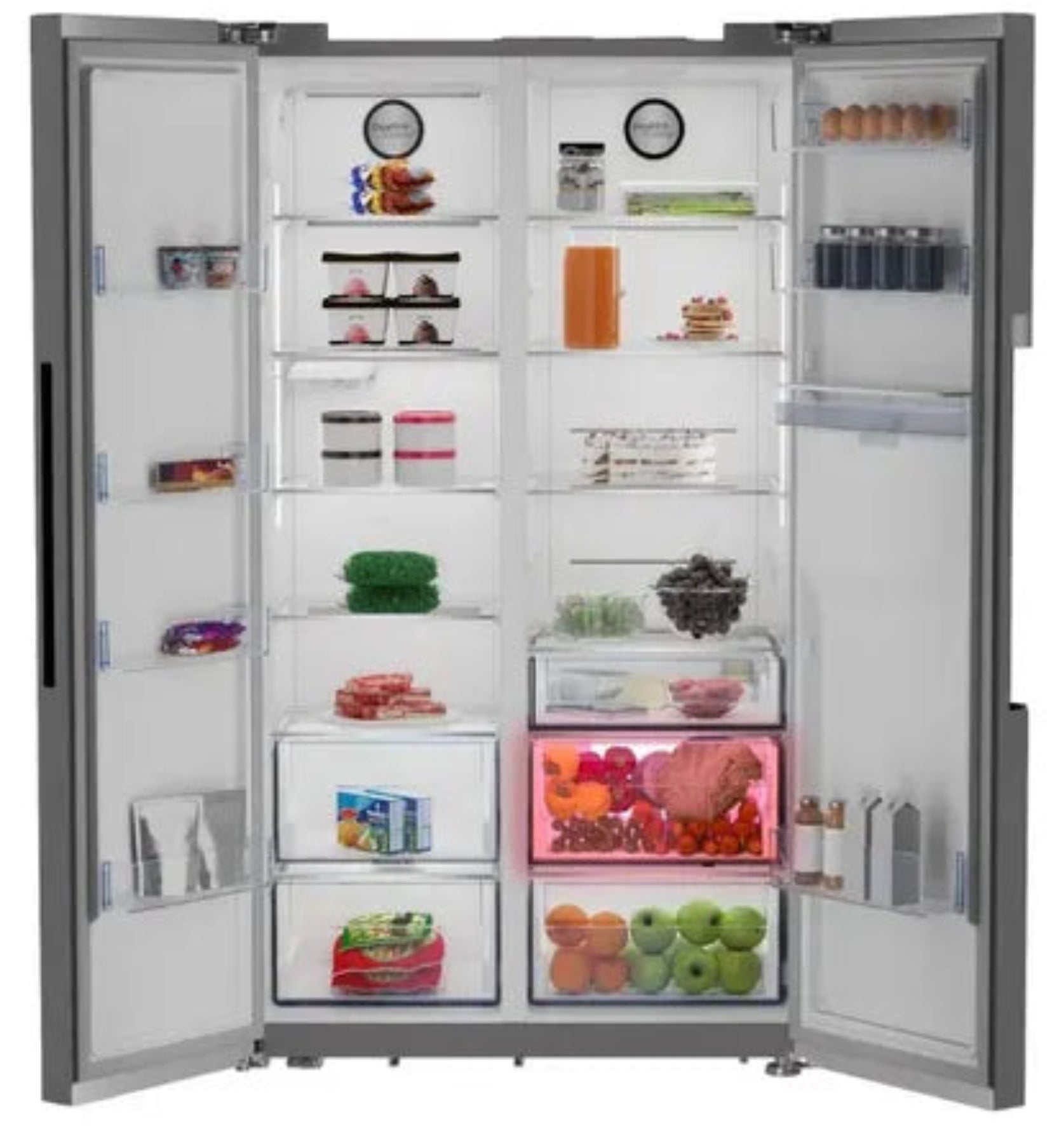 Defy 614L Side By Side Naturelight Fridge Metallic DFF563-4