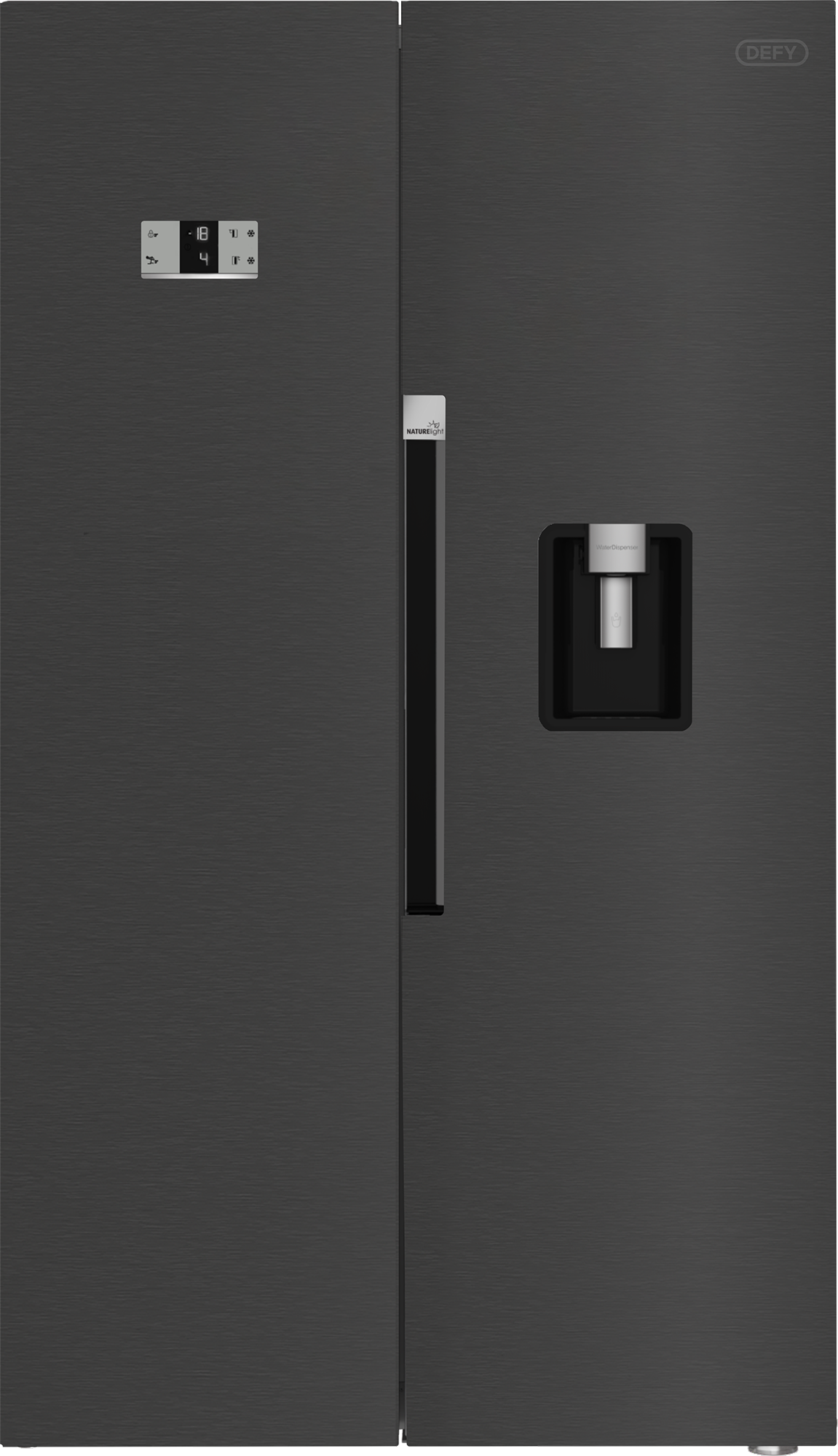 Defy Naturelight 618L Side By Side Door Fridge Dark Inox DFF663