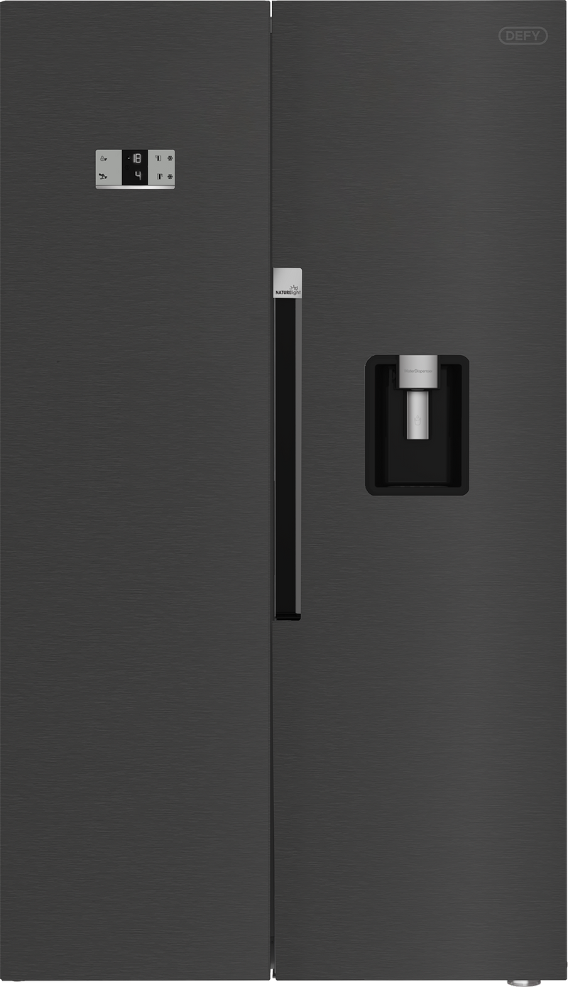Defy Naturelight 618L Side By Side Door Fridge Dark Inox DFF663