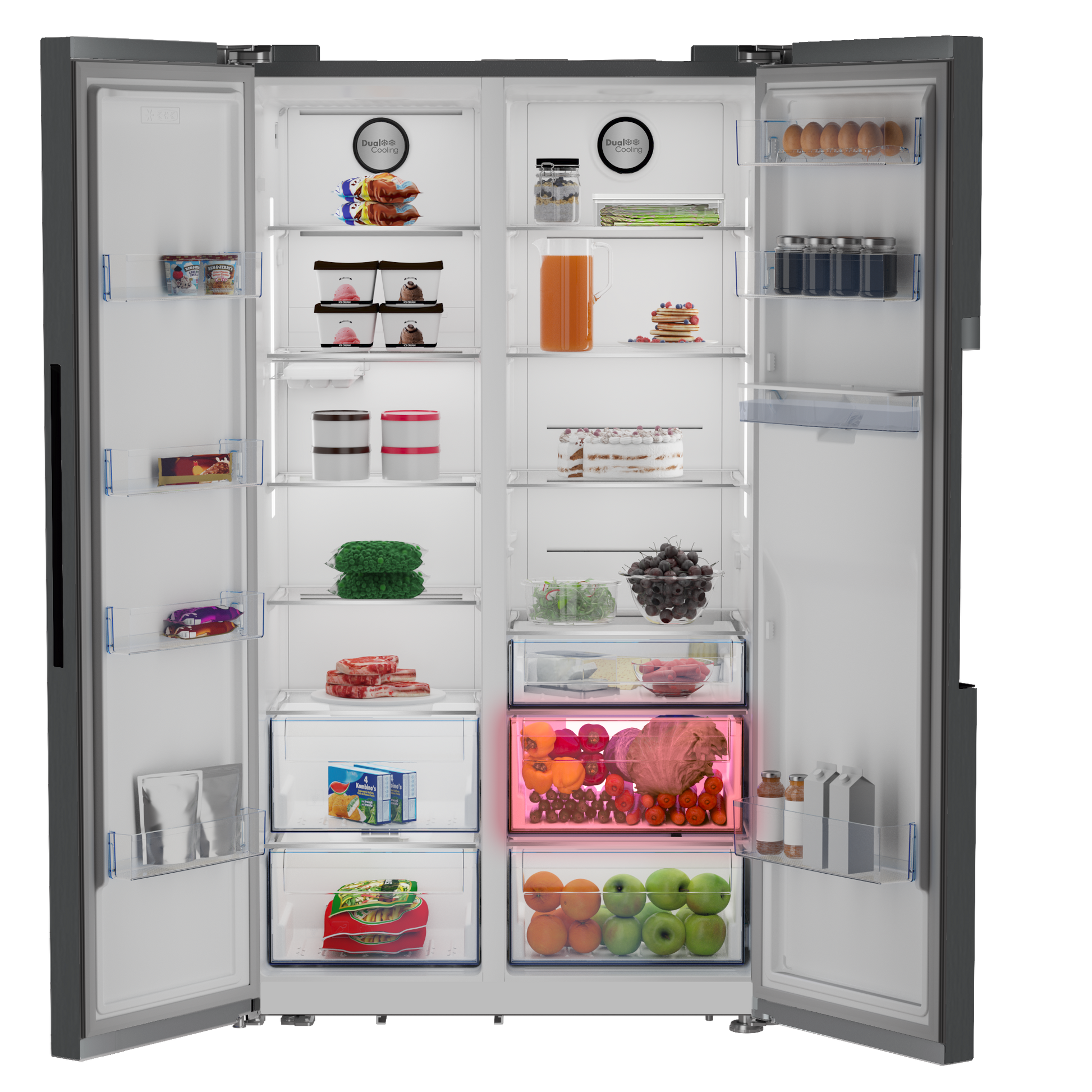 Defy Naturelight 618L Side By Side Door Fridge Dark Inox DFF663