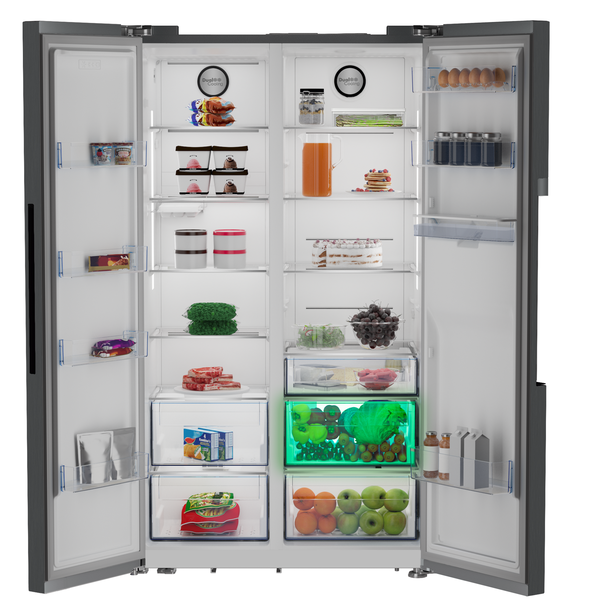 Defy Naturelight 618L Side By Side Door Fridge Dark Inox DFF663