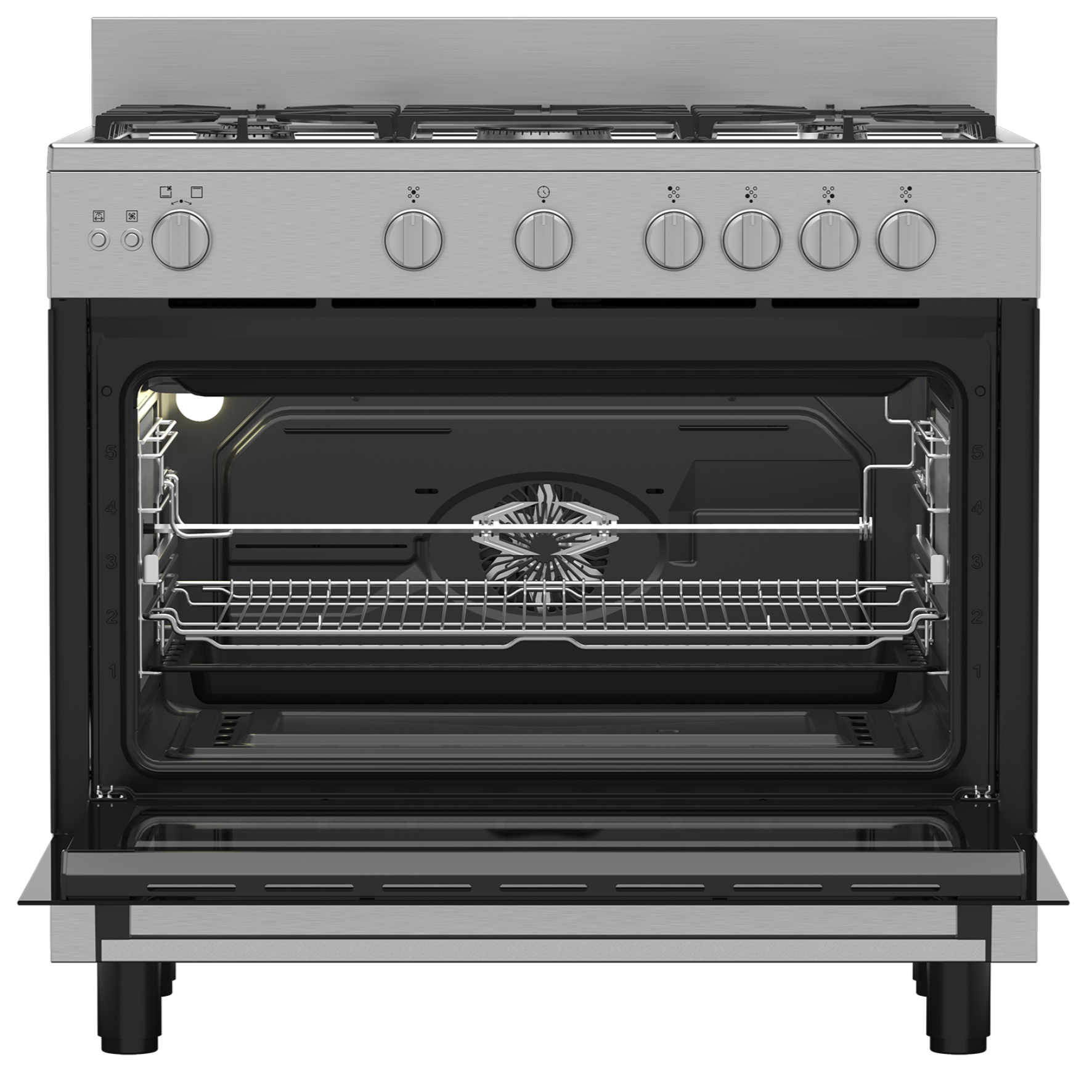 Defy 90cm Full Gas Stove New York Silver Inox DGS90G-2