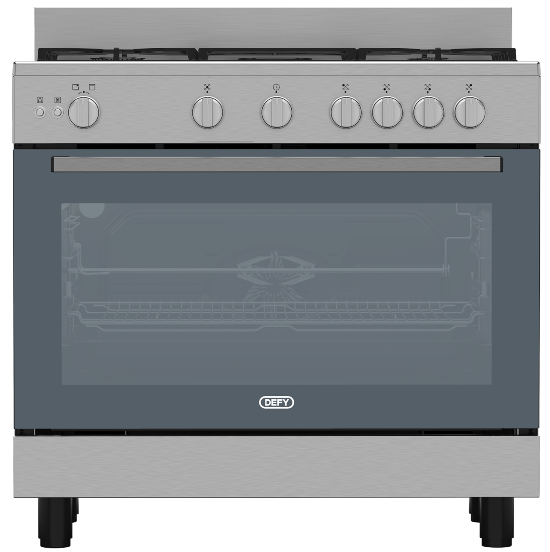 Defy 90cm Full Gas Stove New York Silver Inox DGS90G-1