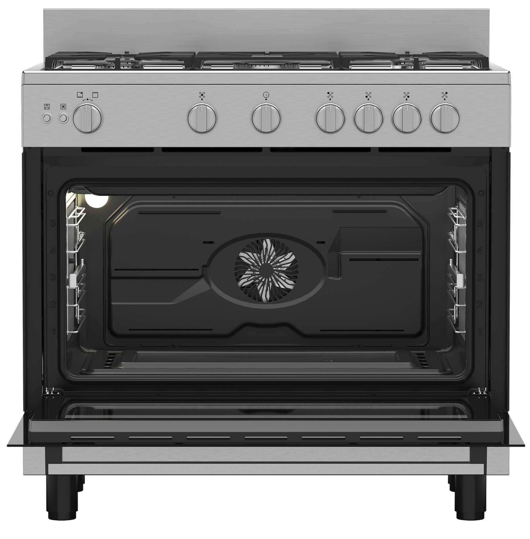 Defy 90cm Full Gas Stove New York Silver Inox DGS90G-3