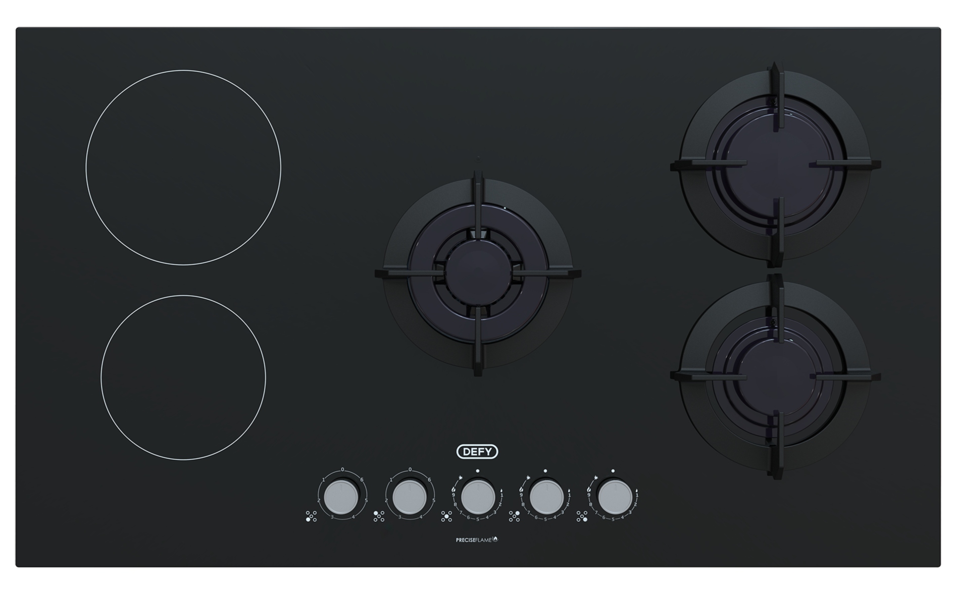 Defy Dual Fuel Hybrid Gas Electric Hob Black DHG902