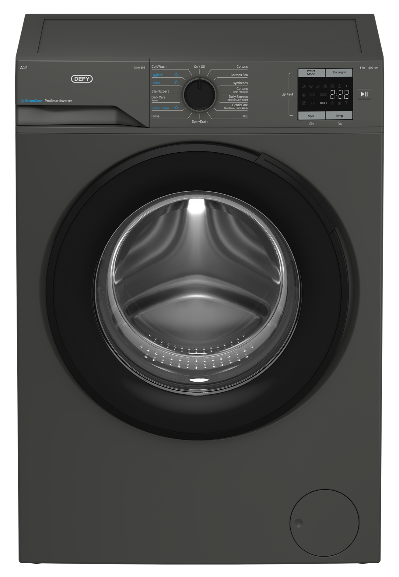 Defy 8kg SteamCure Front Loader Washing Machine Manhattan Grey DAW396-1