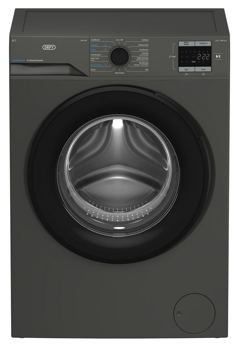 Defy 8kg SteamCure Front Loader Washing Machine Manhattan Grey DAW396-1