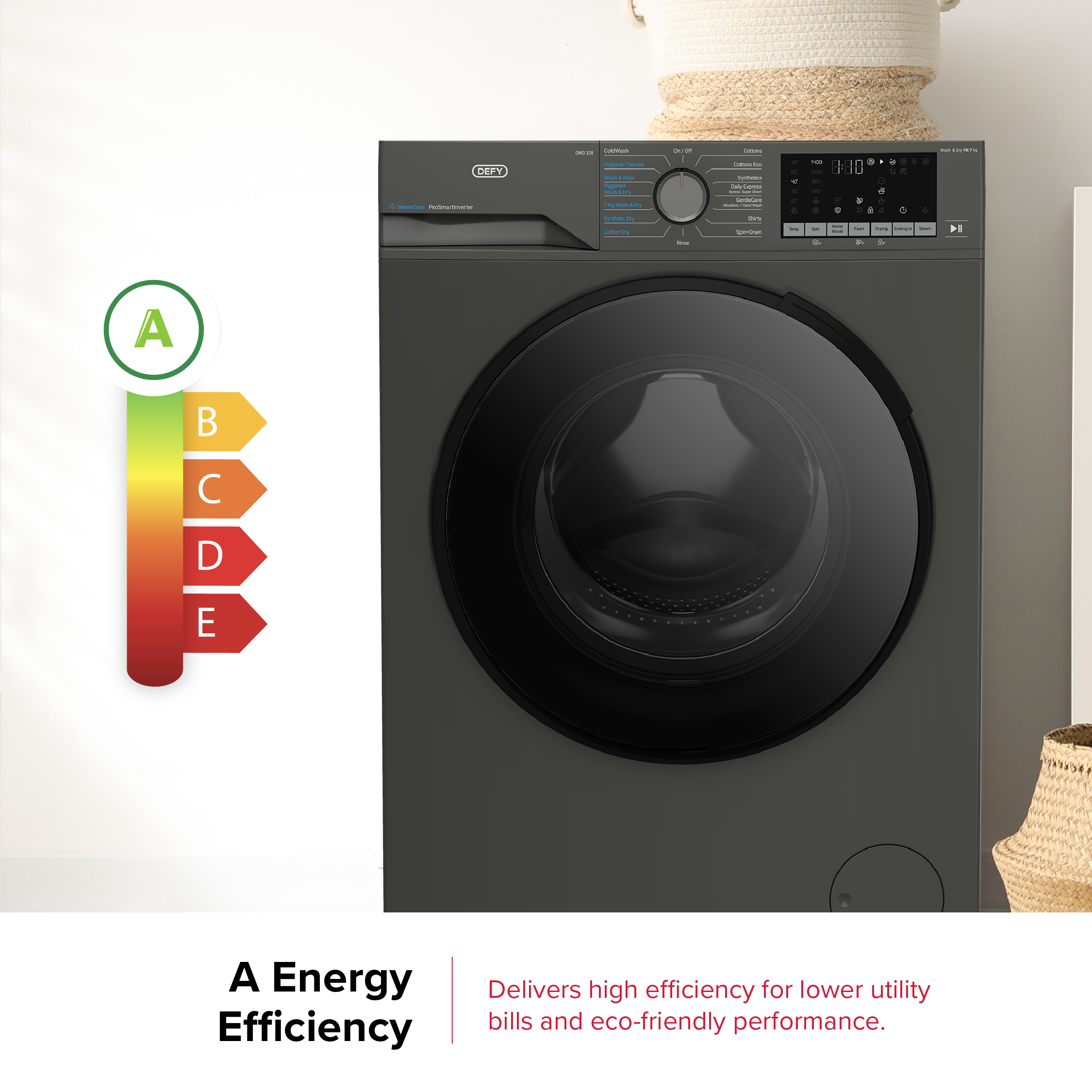 Defy 10/7kg Washer Dryer SteamCure Technology Manhattan Gray DWD328