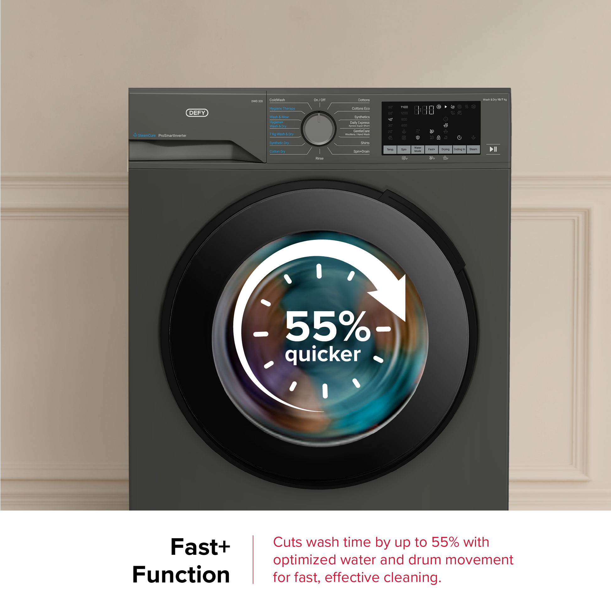 Defy 10/7kg Washer Dryer SteamCure Technology Manhattan Gray DWD328-19