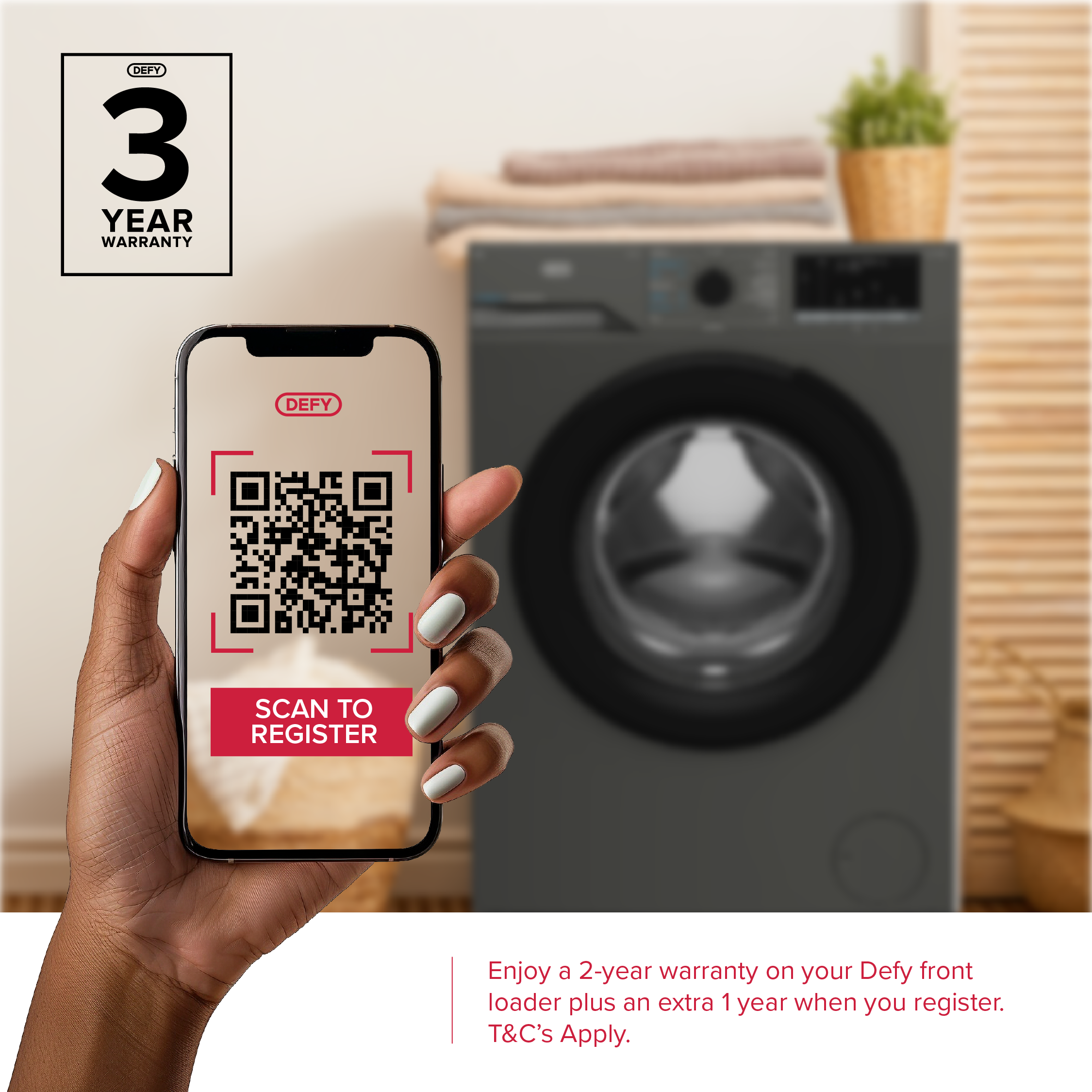 Defy 9kg SteamCure Front Loader Washing Machine Manhattan Grey DAW399