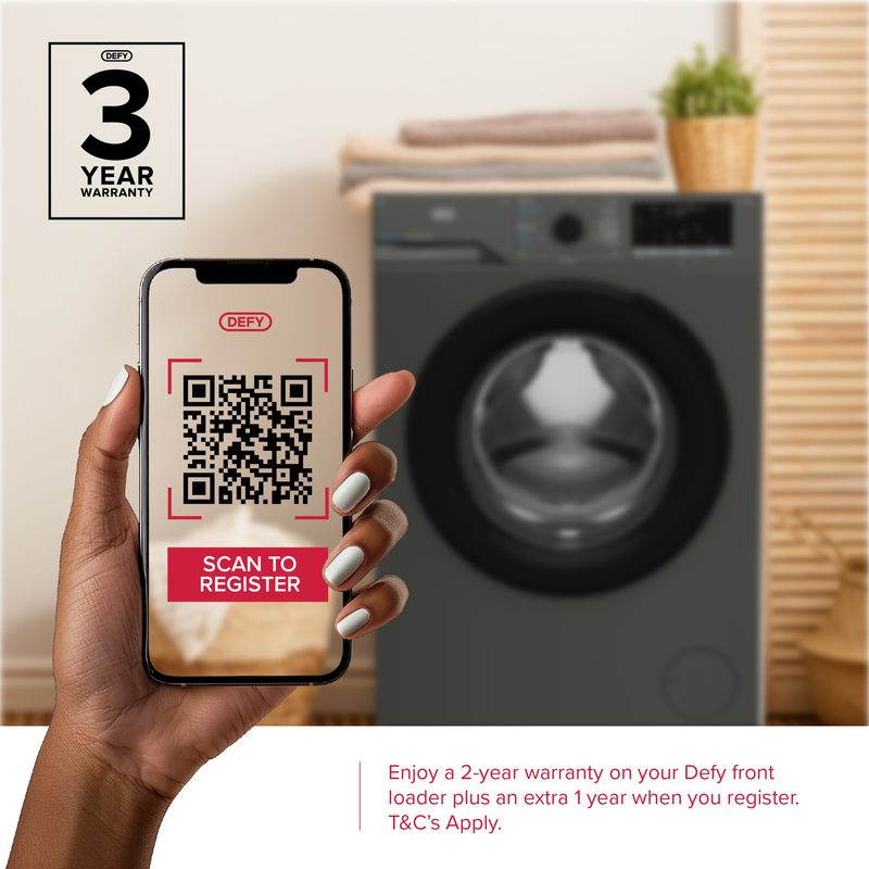 Defy 9kg SteamCure Front Loader Washing Machine Manhattan Grey DAW399-8