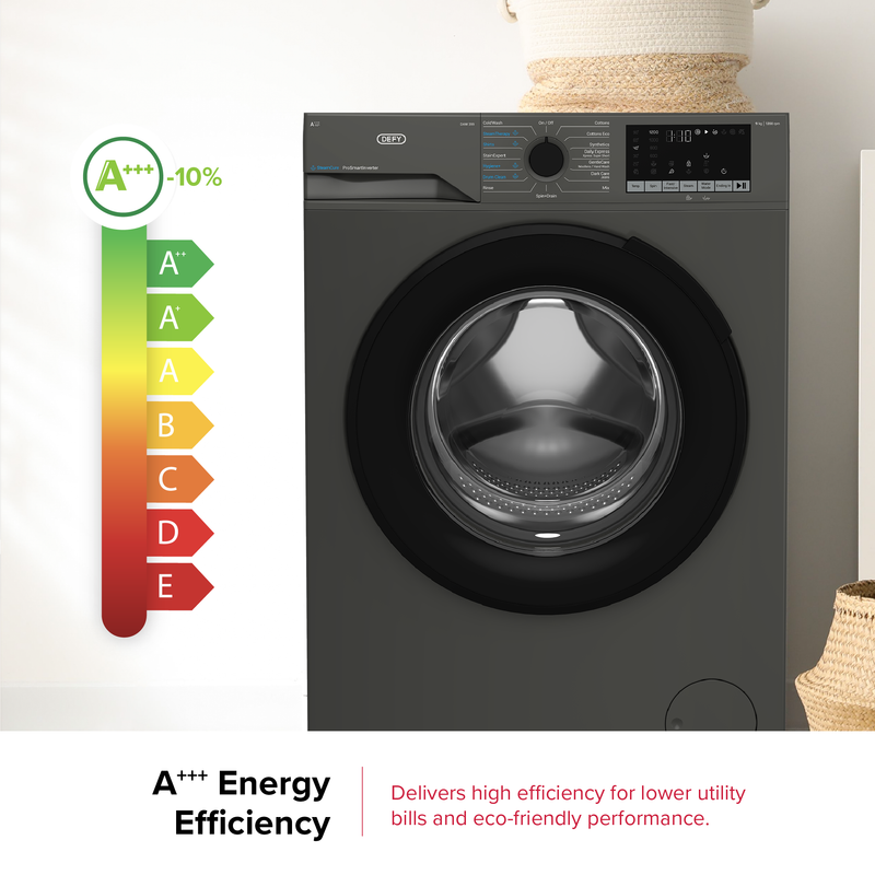 Defy 9kg SteamCure Front Loader Washing Machine Manhattan Grey DAW399-9