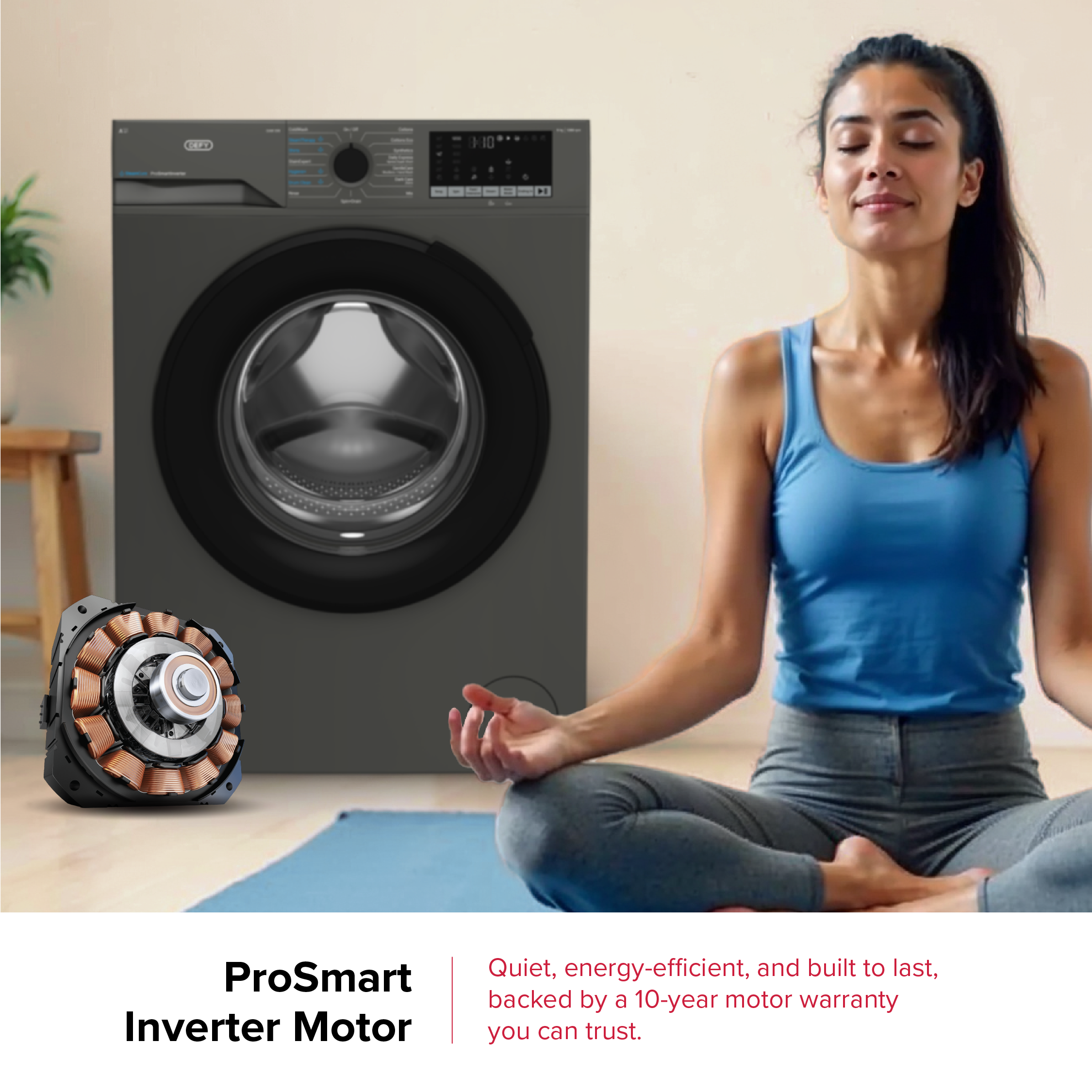 Defy 9kg SteamCure Front Loader Washing Machine Manhattan Grey DAW399