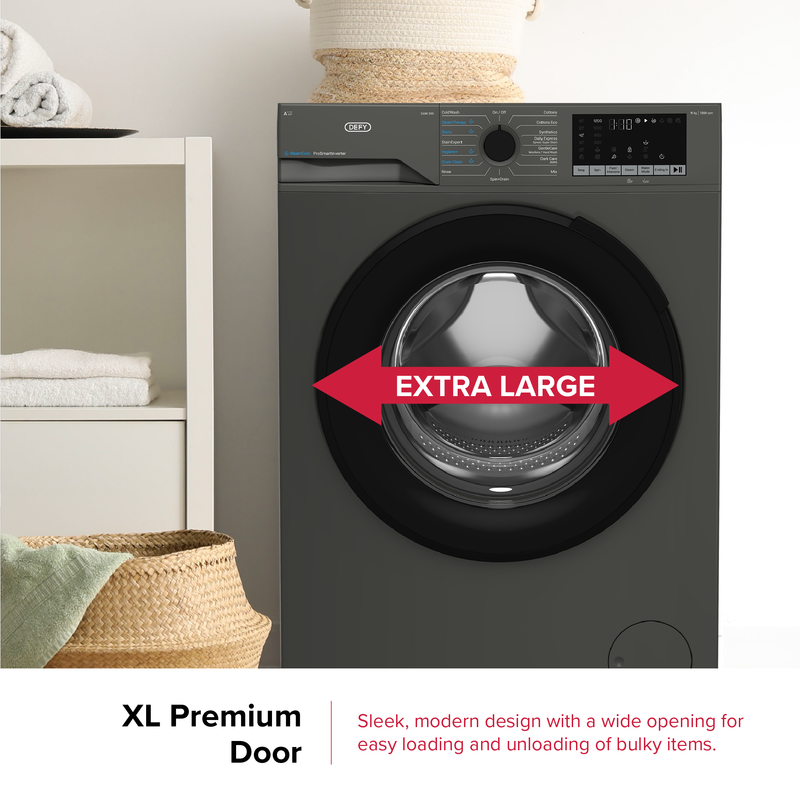 Defy 9kg SteamCure Front Loader Washing Machine Manhattan Grey DAW399-16
