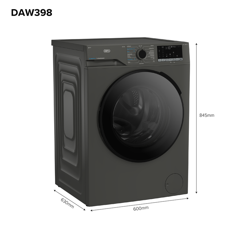 Defy 12kg SteamCure Front Loader Washing Machine Manhattan Grey DAW398-8