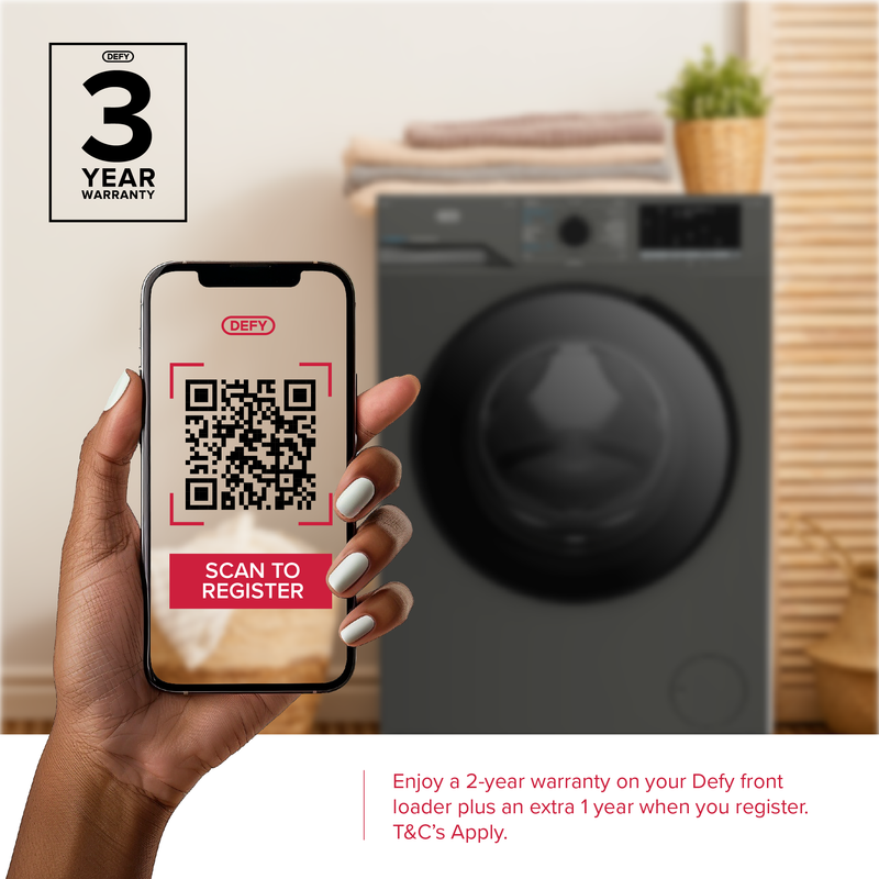 Defy 12kg SteamCure Front Loader Washing Machine Manhattan Grey DAW398-11