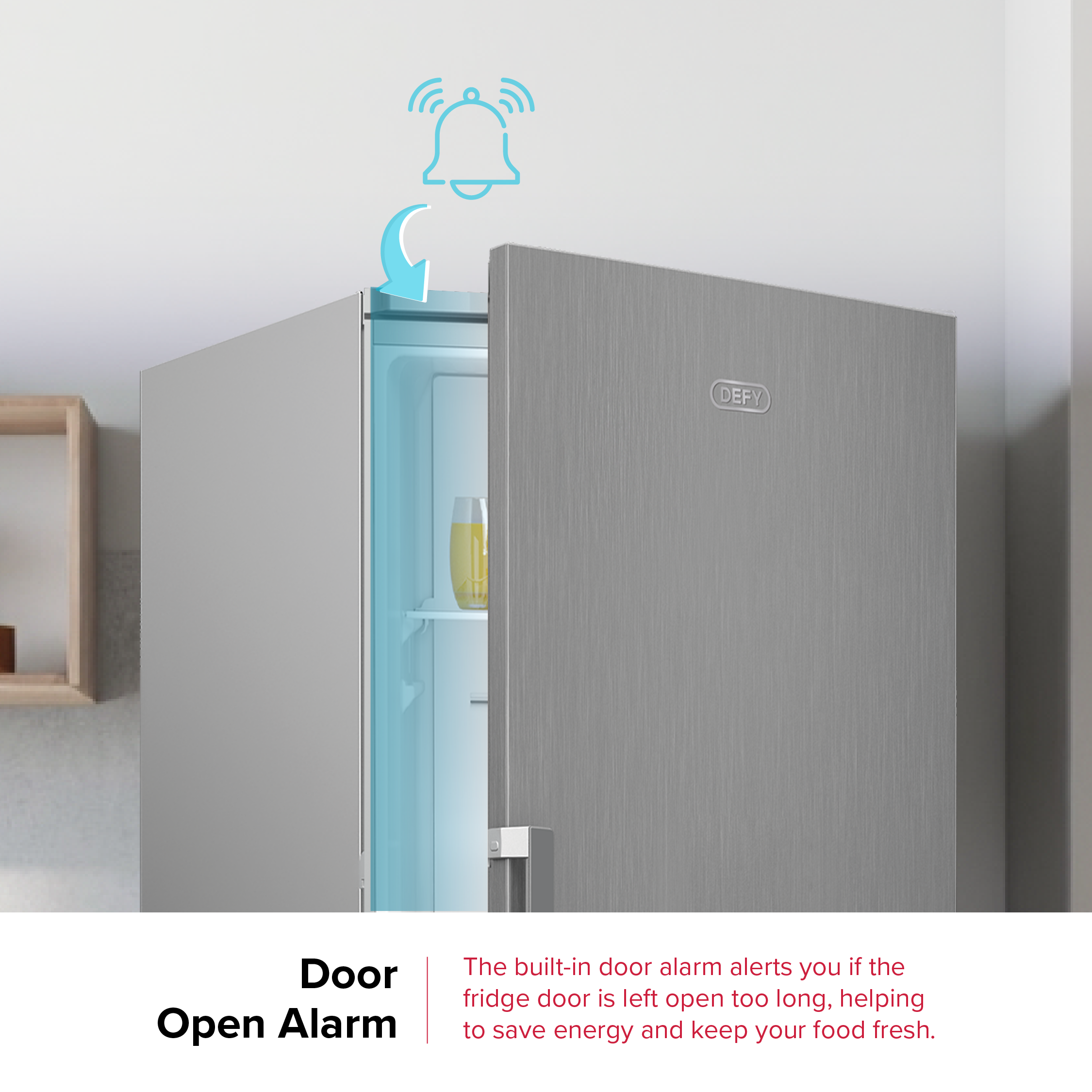 DEFY Upright Fridge 343L Inox DFD458