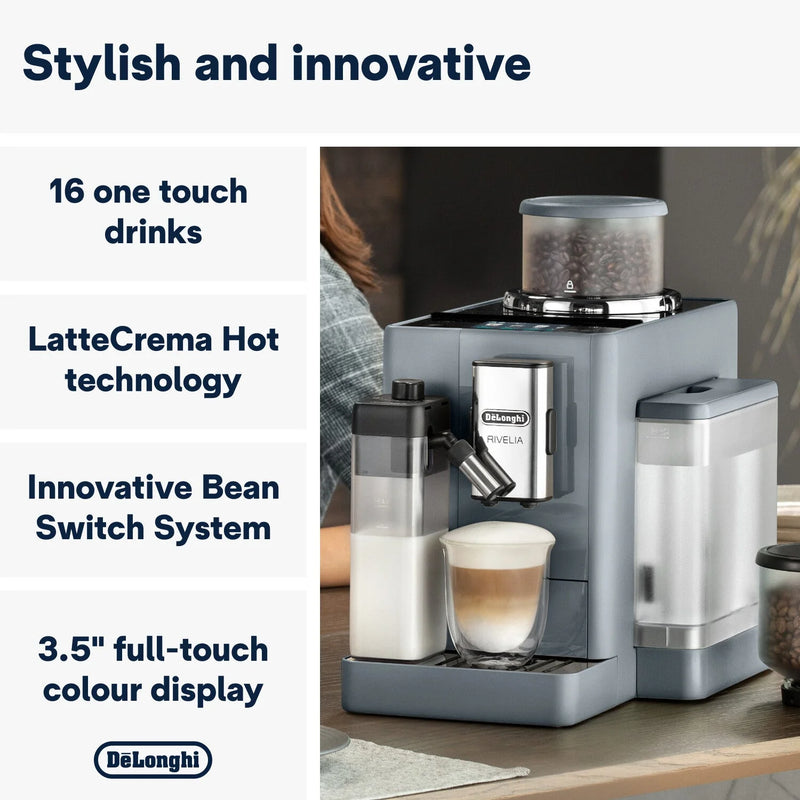 Delonghi Rivelia Bean to Cup Coffee Machine Pebble Grey EXAM440.55.G-11