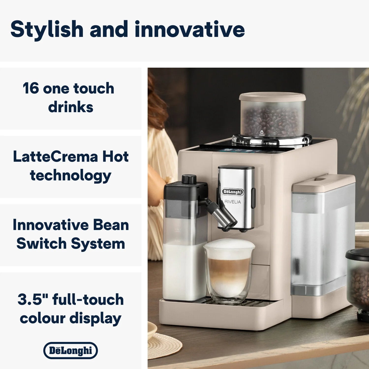 Delonghi Rivelia Bean to Cup Coffee Machine Beige - EXAM440.55.BG
