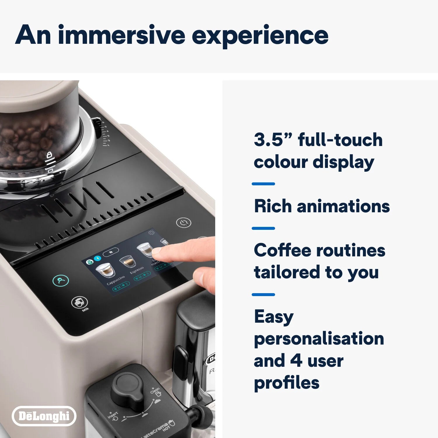 Delonghi Rivelia Bean to Cup Coffee Machine Beige - EXAM440.55.BG