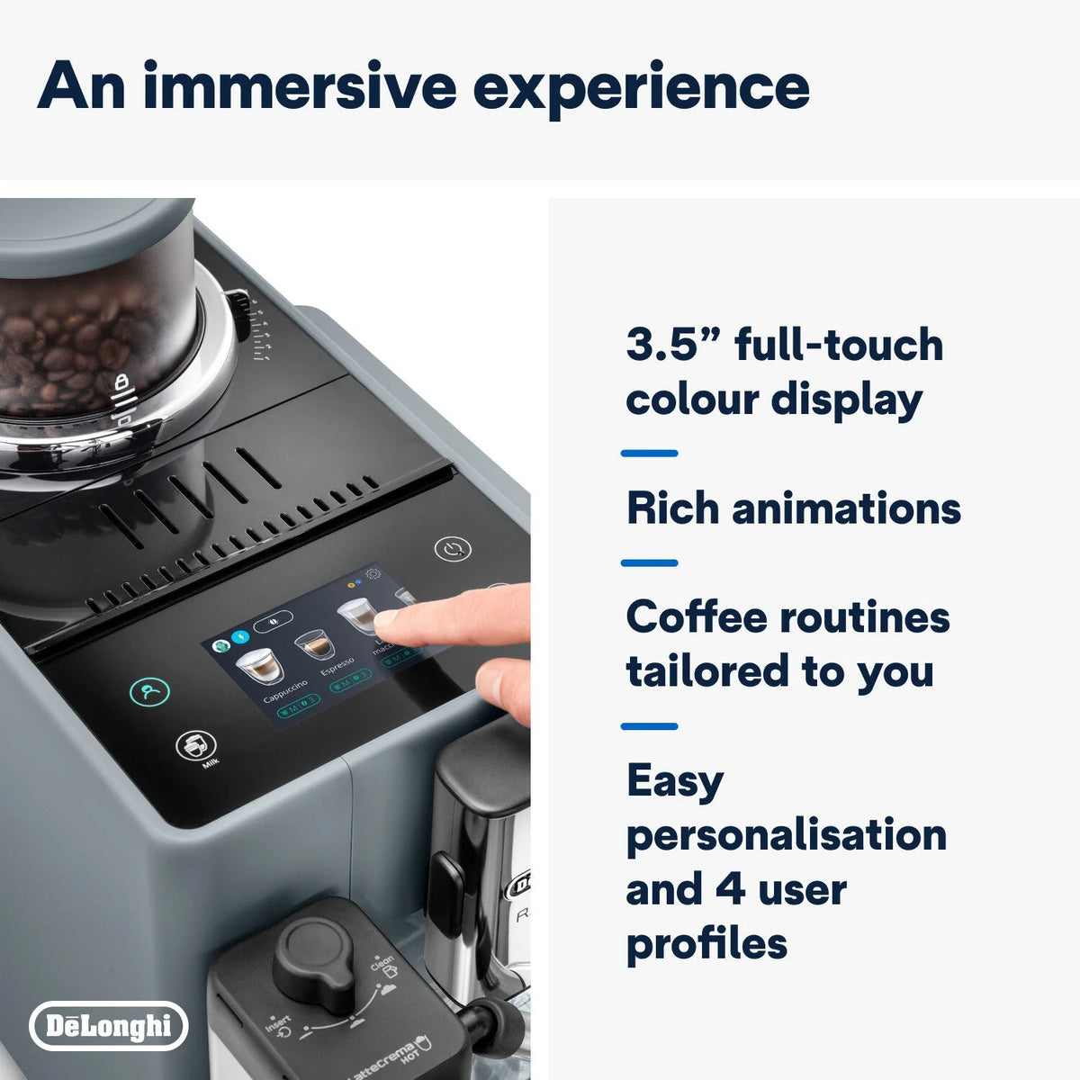 Delonghi Rivelia Bean to Cup Coffee Machine Pebble Grey EXAM440.55.G-4